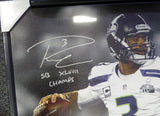 RUSSELL WILSON AUTOGRAPHED SIGNED FRAMED 24X30 CANVAS PHOTO SB CHAMPS RW 107483