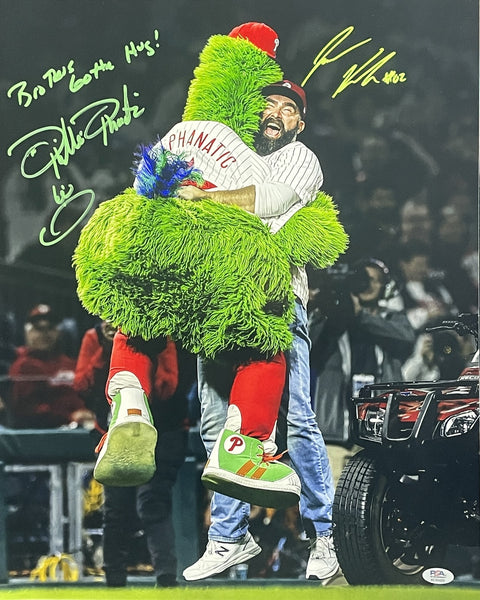 Jason Kelce/Phanatic Dual-Signed 16x20 Photo Eagles/Phillies Witness PSA/DNA 810