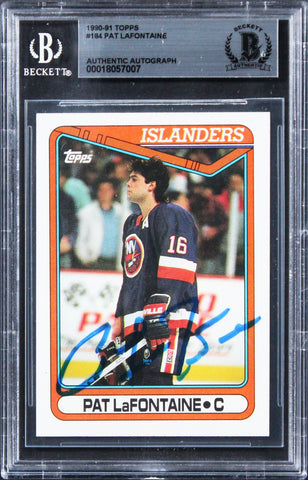 Islanders Pat LaFontaine Authentic Signed 1990 Topps #184 Card BAS Slabbed