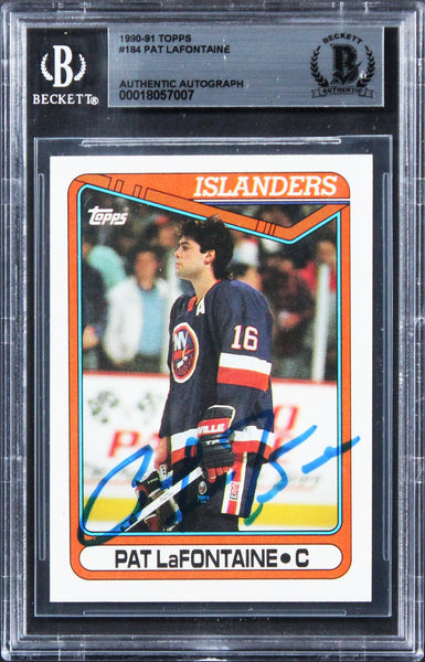 Islanders Pat LaFontaine Authentic Signed 1990 Topps #184 Card BAS Slabbed