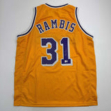 Autographed/Signed Kurt Rambis Los Angeles LA Yellow Jersey Beckett BAS COA