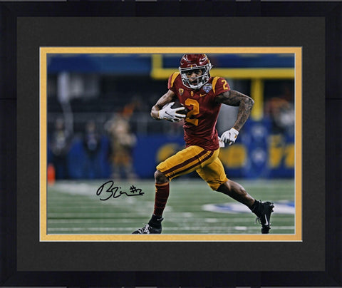 Framed Brenden Rice USC Trojans Signed 16" x 20" Running in Red Jersey Photo