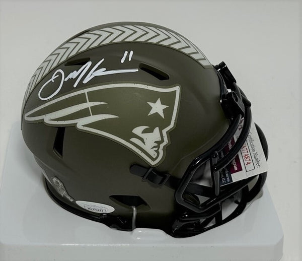 Patriots JULIAN EDELMAN Signed Riddell SALUTE Speed Mini Helmet AUTO - JSA