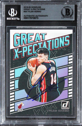 Heat Tyler Herro Signed 2019 Donruss Great X-Pectations #25 Rookie Card BAS Slab
