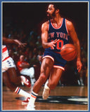 Walt Frazier Signed 35"x43" Framed New York Knicks Jersey (Beckett) 2xNBA Champ