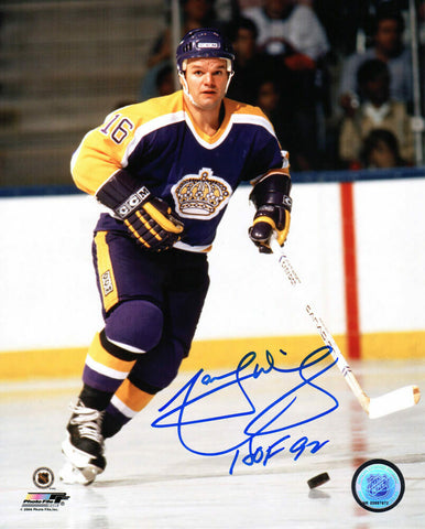 MARCEL DIONNE Signed Los Angeles King Action 8x10 Photo w/HOF'92 - SCHWARTZ