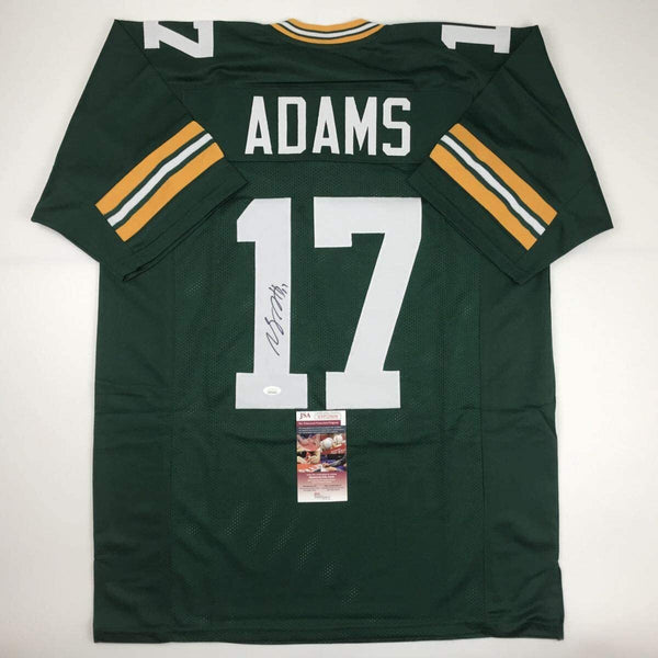 Autographed/Signed DAVANTE ADAMS Green Bay Green Football Jersey JSA COA Auto