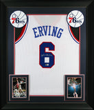 Julius "Dr. J" Erving Authentic Signed White Pro Style Framed Jersey BAS 3