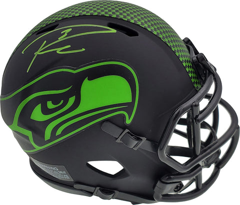 Russell Wilson Signed Eclipse Black Seahawks Speed Mini Helmet In Green RW Holo