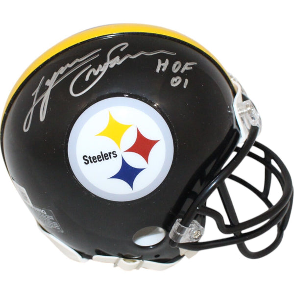 Lynn Swann Autographed Pittsburgh Steelers VSR4 HOF 01 Mini Helmet Beckett 48873