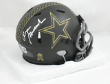 Roger Staubach Autographed Cowboys Salute 2025 Speed Mini Helmet- Beckett W Holo