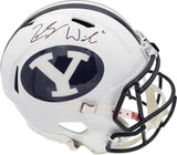 Zach Wilson Signed BYU Cougars White Full Size Replica Speed Helmet Beckett