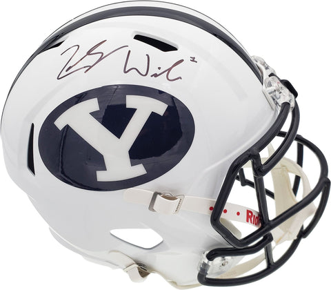 Zach Wilson Signed BYU Cougars White Full Size Replica Speed Helmet Beckett