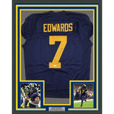 Framed Autographed/Signed Donovan Edwards 35x39 Michigan Jersey JSA COA