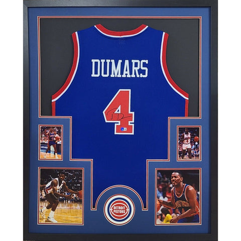 Joe Dumars Autographed Signed Framed Detroit Pistons Jersey BECKETT
