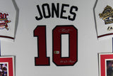Chipper Jones Signed Braves 1995 World Series Majestic Framed Jersey Beckett COA