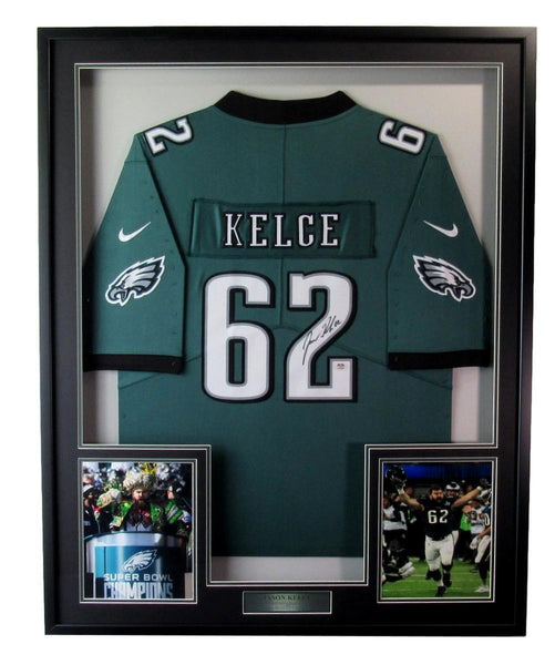 Jason Kelce Signed Football Jersey Philadelphia Eagles Framed PSA/DNA 191735