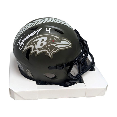 Zay Flowers Autographed Baltimore Ravens Salute to Service Mini Helmet - Beckett