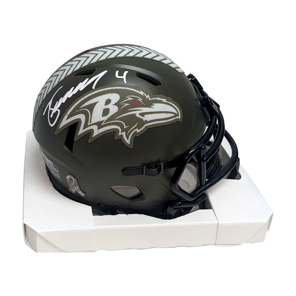 Zay Flowers Autographed Baltimore Ravens Salute to Service Mini Helmet - Beckett