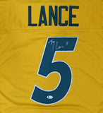 NORTH DAKOTA STATE BISON TREY LANCE AUTOGRAPHED YELLOW JERSEY BECKETT BAS 187728