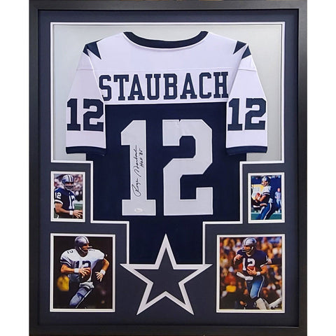 Roger Staubach Autographed Signed Framed Thanksgiving Dallas Cowboys Jersey JSA
