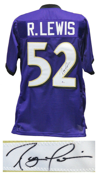 Ray Lewis BALTIMORE RAVENS Signed Purple Custom Football Jersey (Beckett COA)