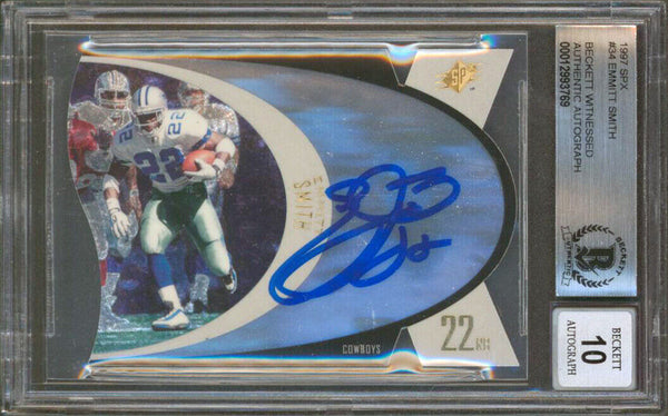 Cowboys Emmitt Smith Authentic Signed 1997 SPX #34 Card Auto 10! BAS Slabbed