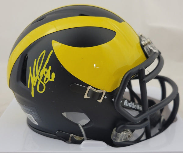 LUKE SCHOONMAKER SIGNED MICHIGAN WOLVERINES SPEED MINI HELMET BECKETT COA