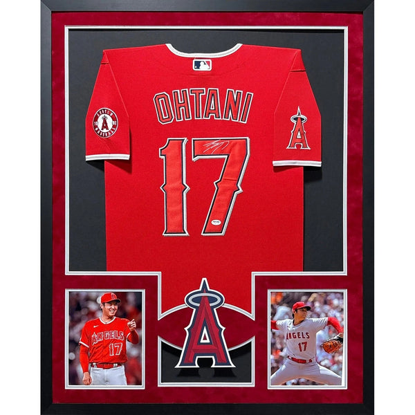 Shohei Ohtani Autographed Signed Framed Los Angeles Angels 3P Jersey PSA/DNA