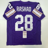 Autographed/Signed AHMAD RASHAD Minnesota Purple Football Jersey JSA COA Auto
