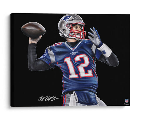 Tom Brady New England Patriots 16x20 Canvas Giclee Print-Signed by Bill Lopa