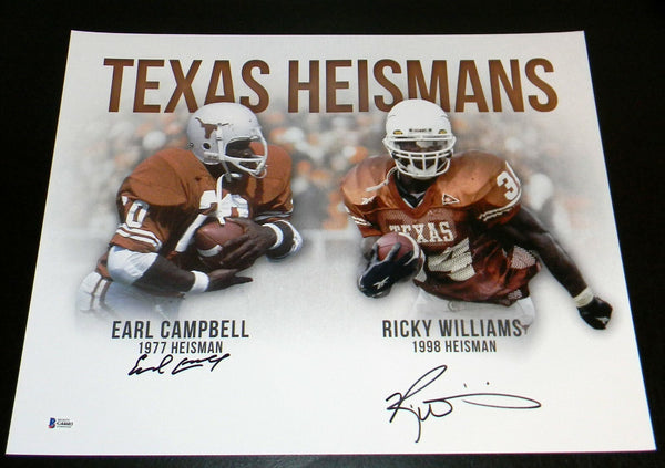 EARL CAMPBELL & RICKY WILLIAMS SIGNED TEXAS LONGHORNS 16x20 PHOTO BECKETT