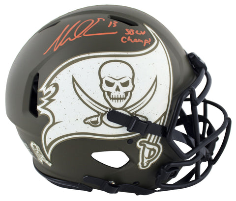 Bucs Mike Evans "SB LV Champs" Signed STS F/S Speed Proline Helmet BAS Witnessed