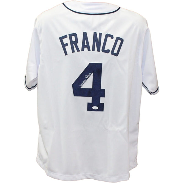 Wander Franco Autographed/Signed Pro Style White Jersey JSA 43531