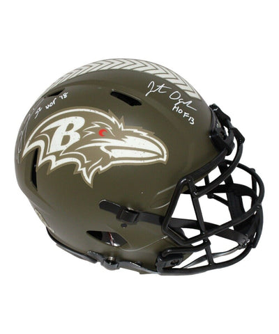 Ray Lewis Jonathan Ogden Signed Ravens Pro Salute HOF Helmet Beckett 41211