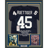 Framed Signed Rudy Ruettiger 35x39 Notre Dame Stat Jersey JSA COA