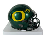 Bo Nix Autographed Dark Green Oregon Ducks Mini Helmet - Beckett COA