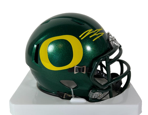 Bo Nix Autographed Dark Green Oregon Ducks Mini Helmet - Beckett COA