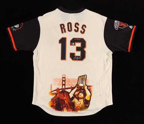 Cody Ross Signed San Francisco Giants Photo Jersey Inscribed WS Champs (Beckett)