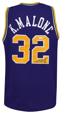 Karl Malone (UTAH JAZZ) Signed Purple Custom Basketball Jersey - (JSA COA)
