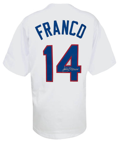 Julio Franco (RANGERS) Signed White Custom Baseball Jersey - (SCHWARTZ COA)