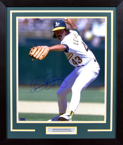 DENNIS ECKERSLEY SIGNED OAKLAND A'S ATHLETICS 16x20 FRAMED PHOTO COA