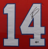 Stefon Diggs Signed 35x43 Framed Buffalo Bills Red Jersey Display (Beckett) W.R.