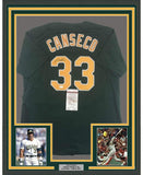FRAMED Signed JOSE CANSECO 35x39 Oakland Dark Green Jersey JSA COA