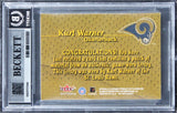 Rams Kurt Warner Signed 2000 Fleer Tradition Patchworks Card Auto 10! BAS Slab
