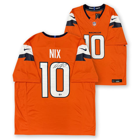 Bo Nix Autographed Denver Broncos Nike Limited Football Orange Jersey Beckett