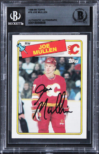 Flames Joe Mullen Authentic Signed 1988 Topps #76 Card BAS Slabbed