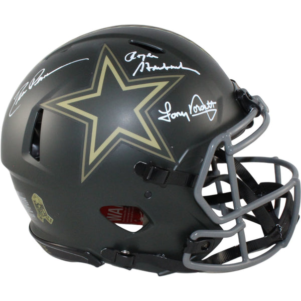 Staubach Dorsett Pearson Signed Dallas Cowboys Pro 25 STS Helmet Beckett 54608