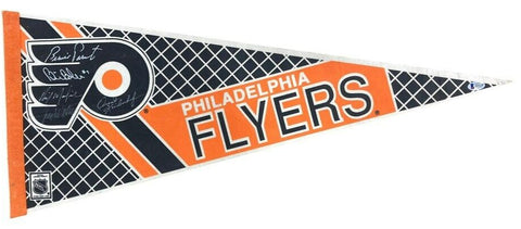 Flyers Legends Pennant Signed (5) Parent, Barber, Macleish, Watson, Kindachuk