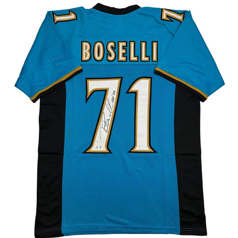 Autographed/Signed Tony Boselli HOF 22 Jacksonville Teal Jersey Beckett BAS COA